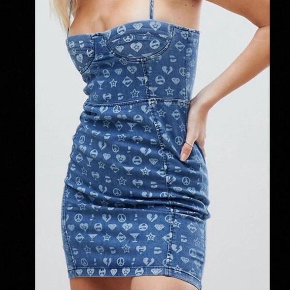 Jaded London denim bodycon spaghetti strap mini dress